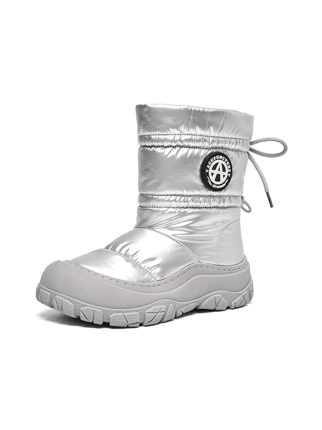 Silver Drawstring Puffer Snow Boots - Skipkicks