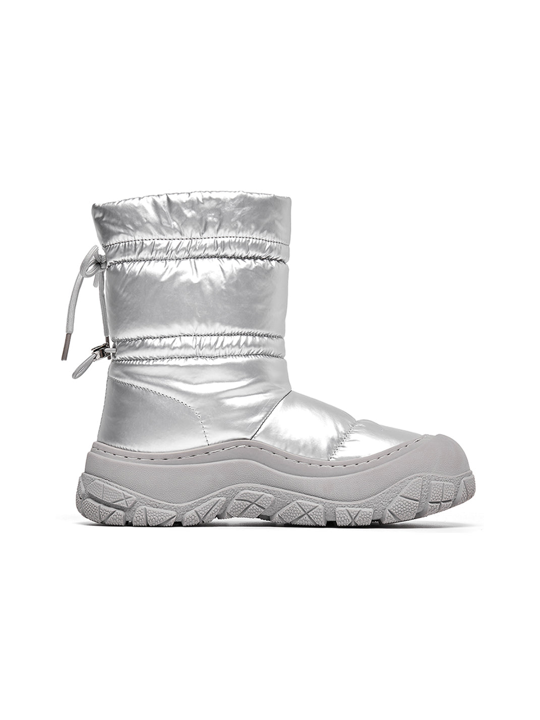 Silver Drawstring Puffer Snow Boots - Skipkicks