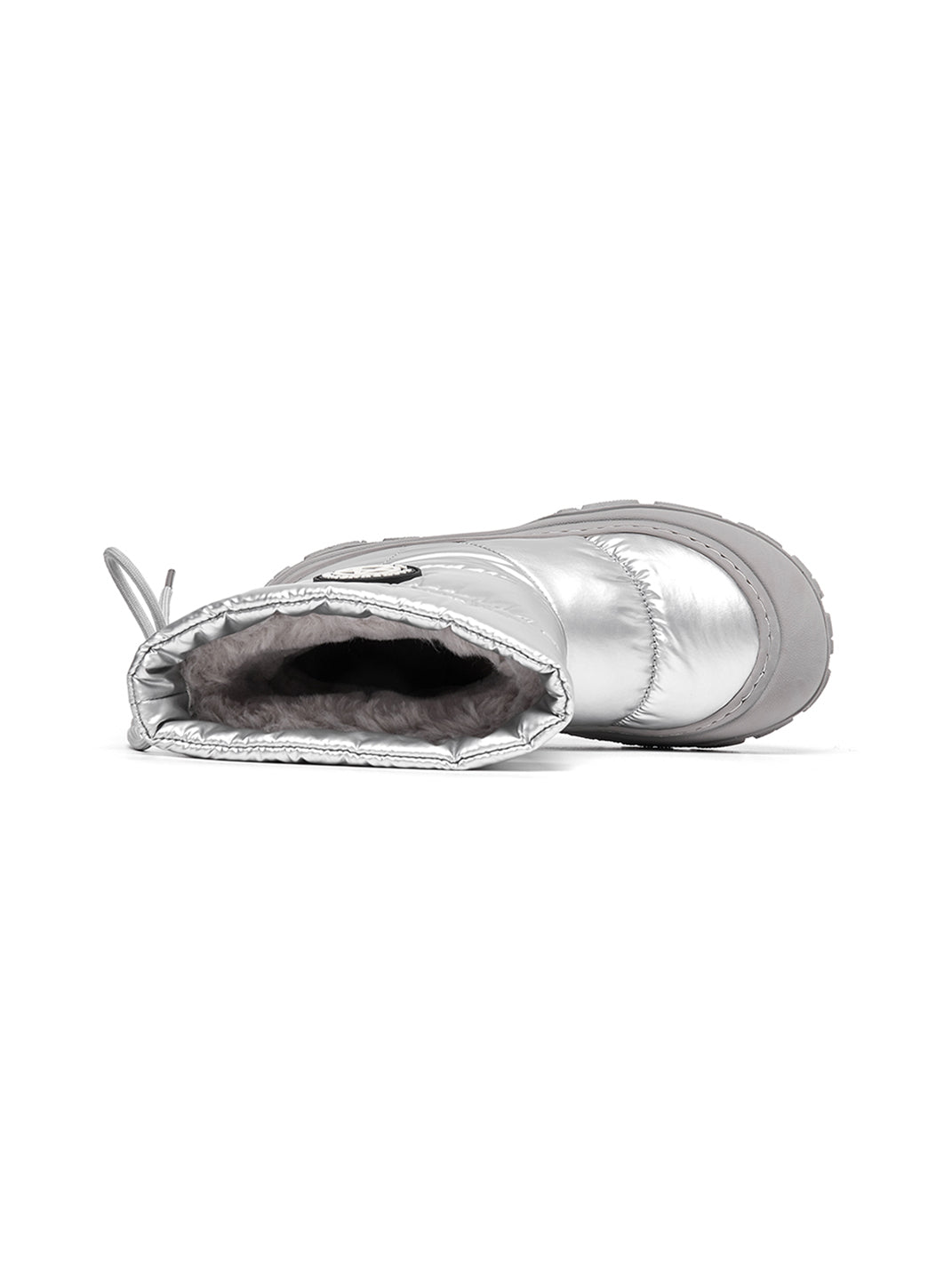 Silver Drawstring Puffer Snow Boots - Skipkicks