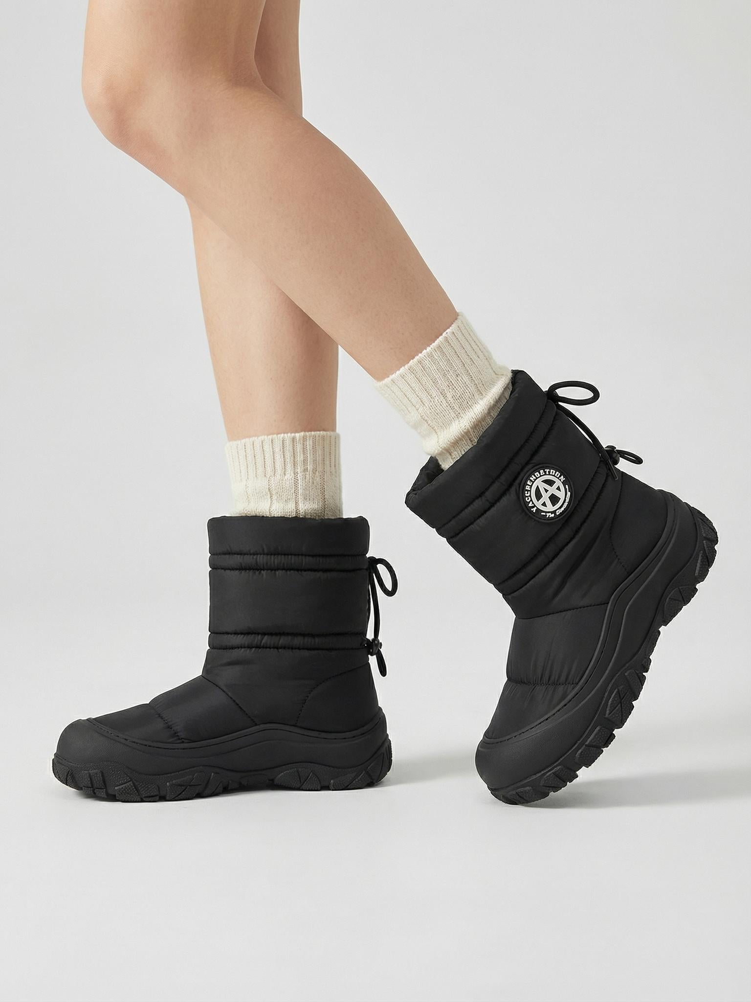 Silver Drawstring Puffer Snow Boots - Skipkicks