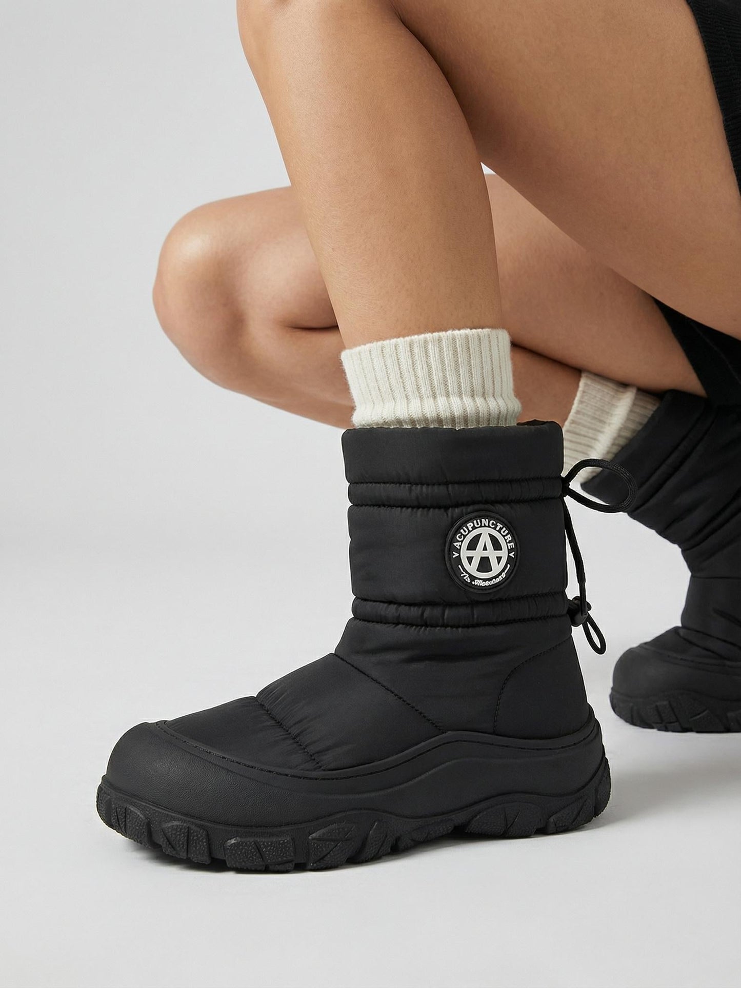 Silver Drawstring Puffer Snow Boots - Skipkicks