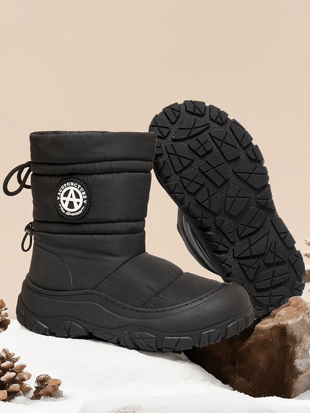 Silver Drawstring Puffer Snow Boots - Skipkicks