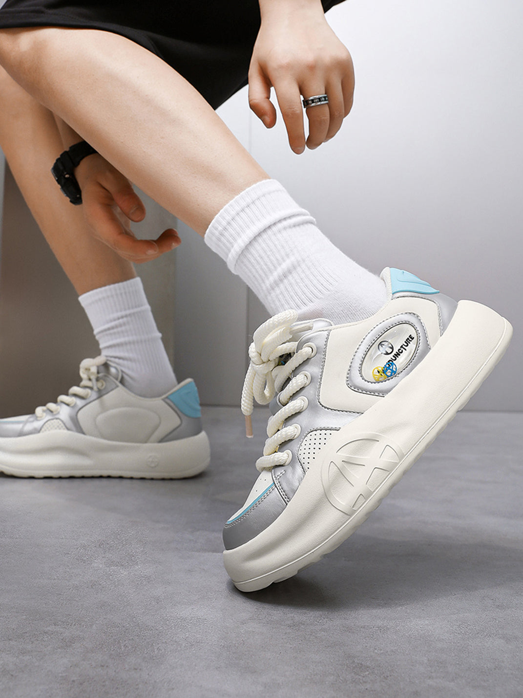Silver Metallic PU Platform Sneakers - Skipkicks