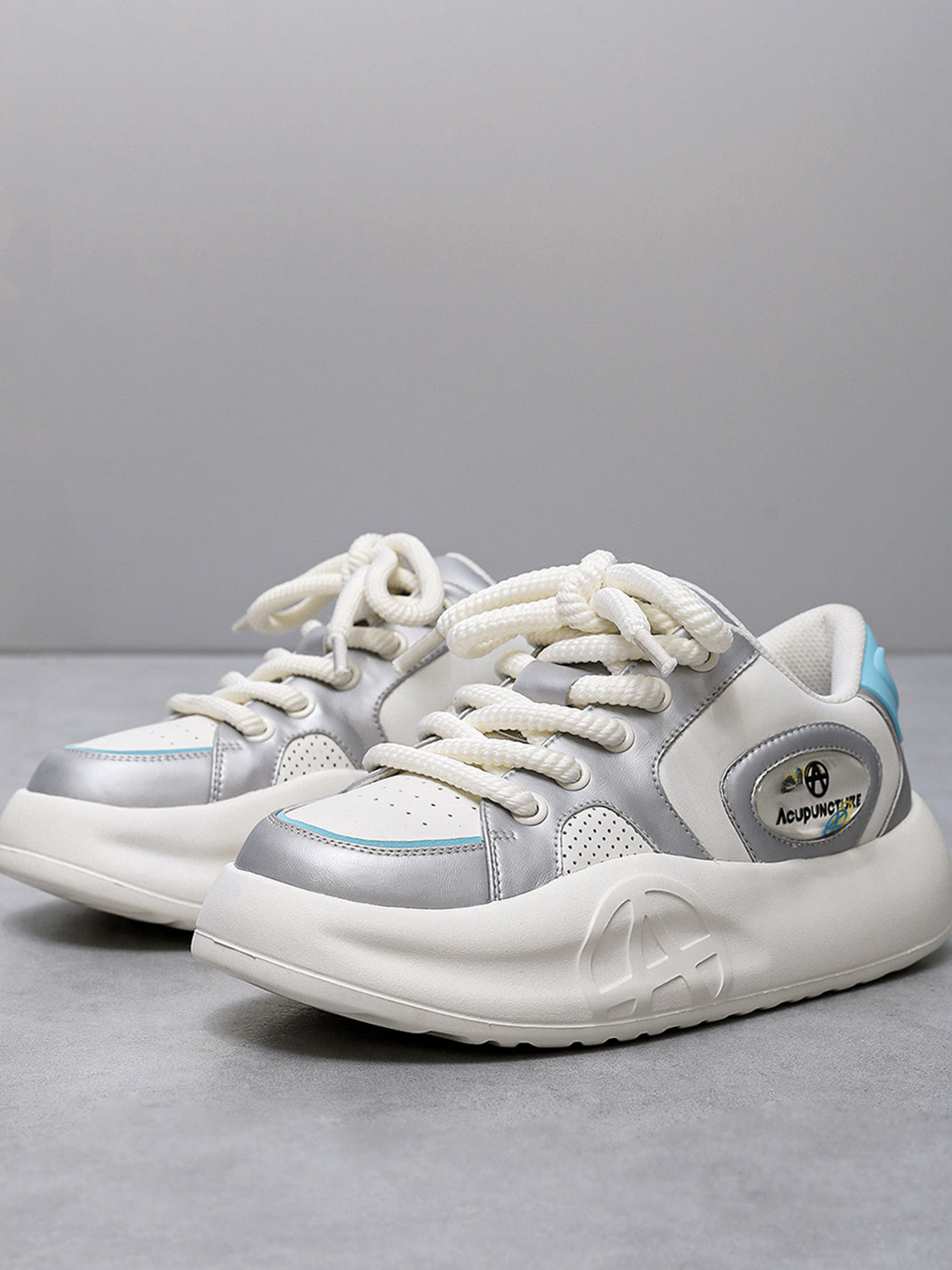 Silver Metallic PU Platform Sneakers - Skipkicks