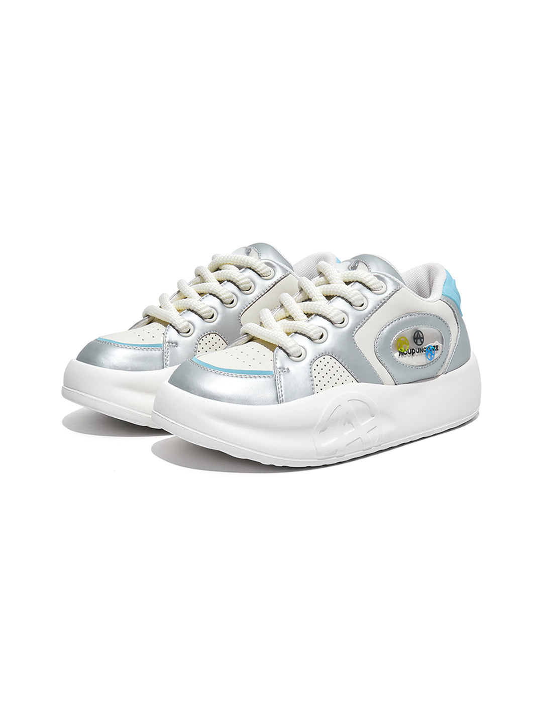 Silver Metallic PU Platform Sneakers - Skipkicks