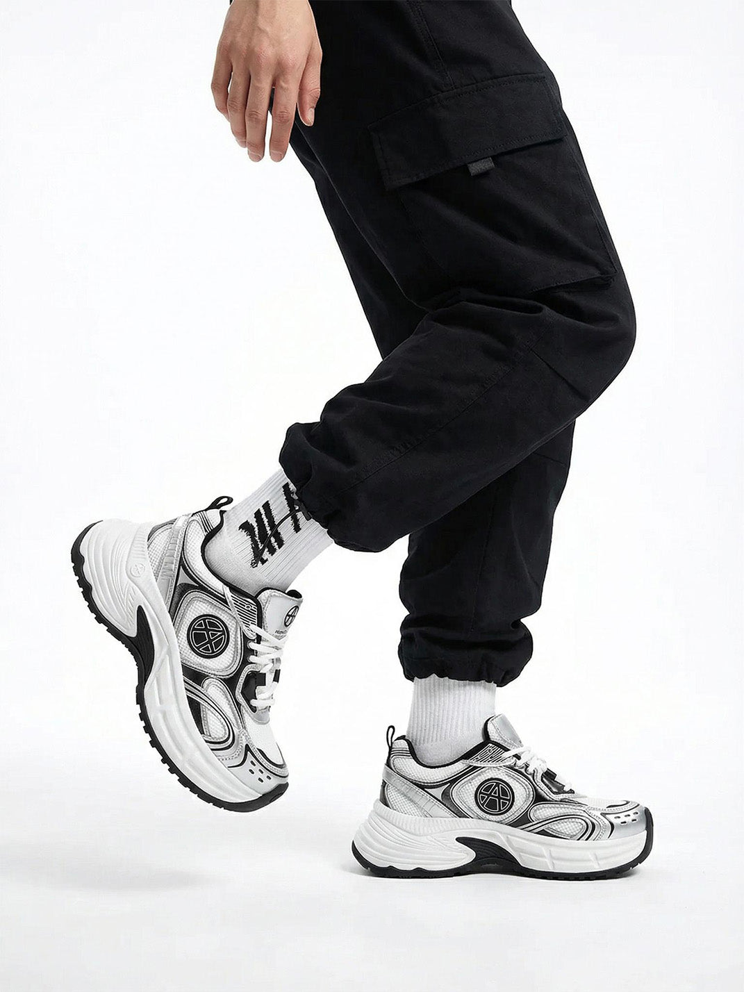 Silver Wave Chunky Dad Sneakers - Skipkicks