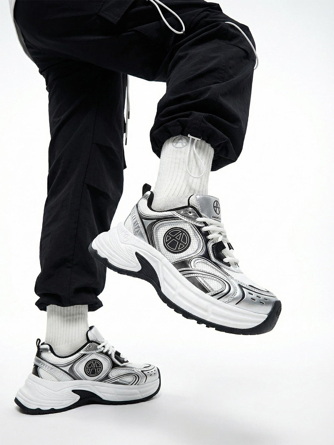 Silver Wave Chunky Dad Sneakers - Skipkicks