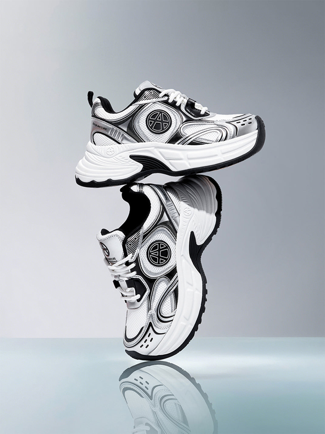 Silver Wave Chunky Dad Sneakers - Skipkicks