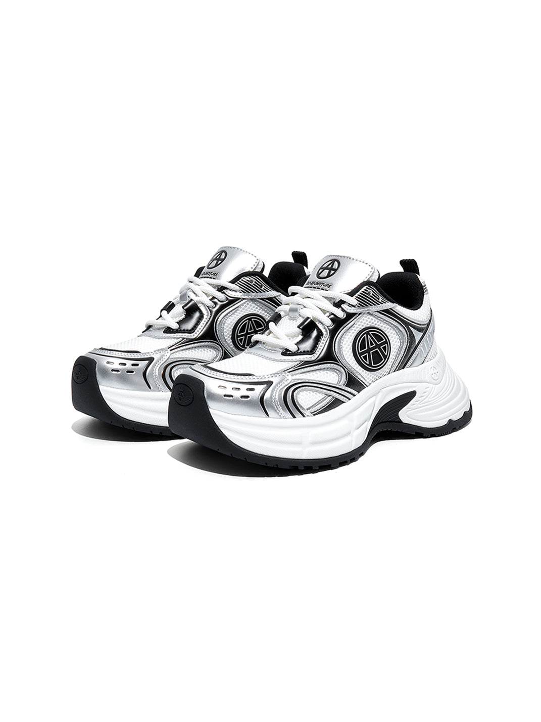 Silver Wave Chunky Dad Sneakers - Skipkicks