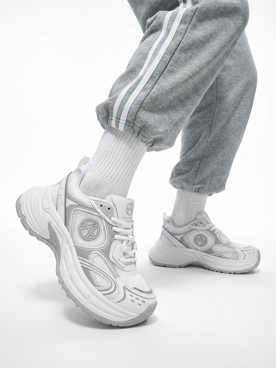 Silver Wave Chunky Dad Sneakers - Skipkicks
