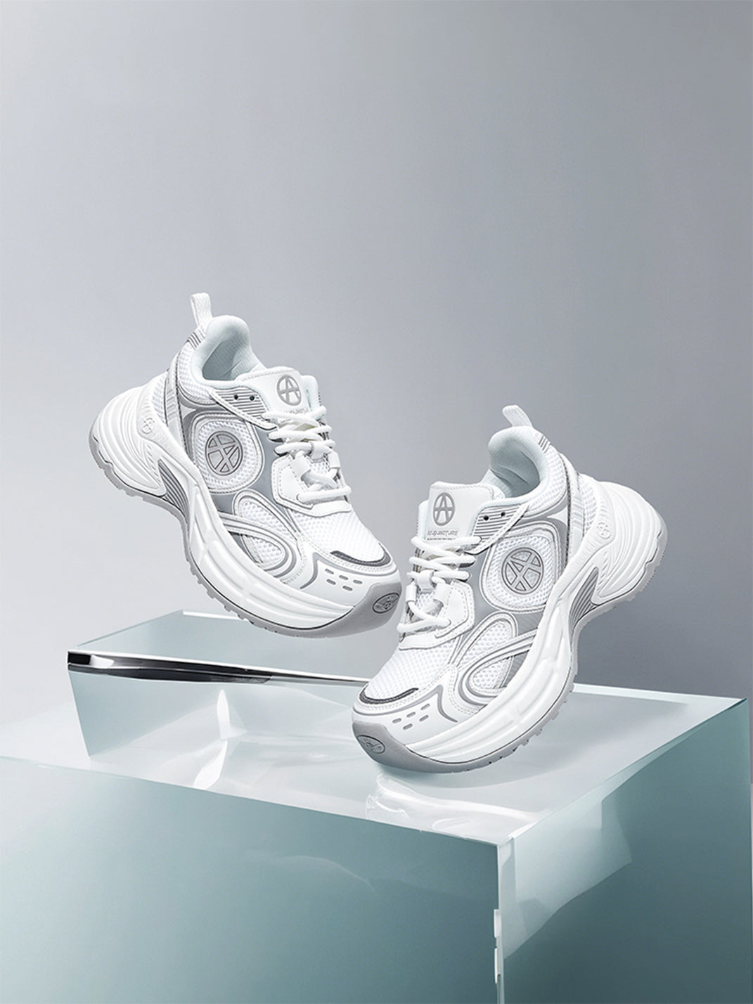 Silver Wave Chunky Dad Sneakers - Skipkicks