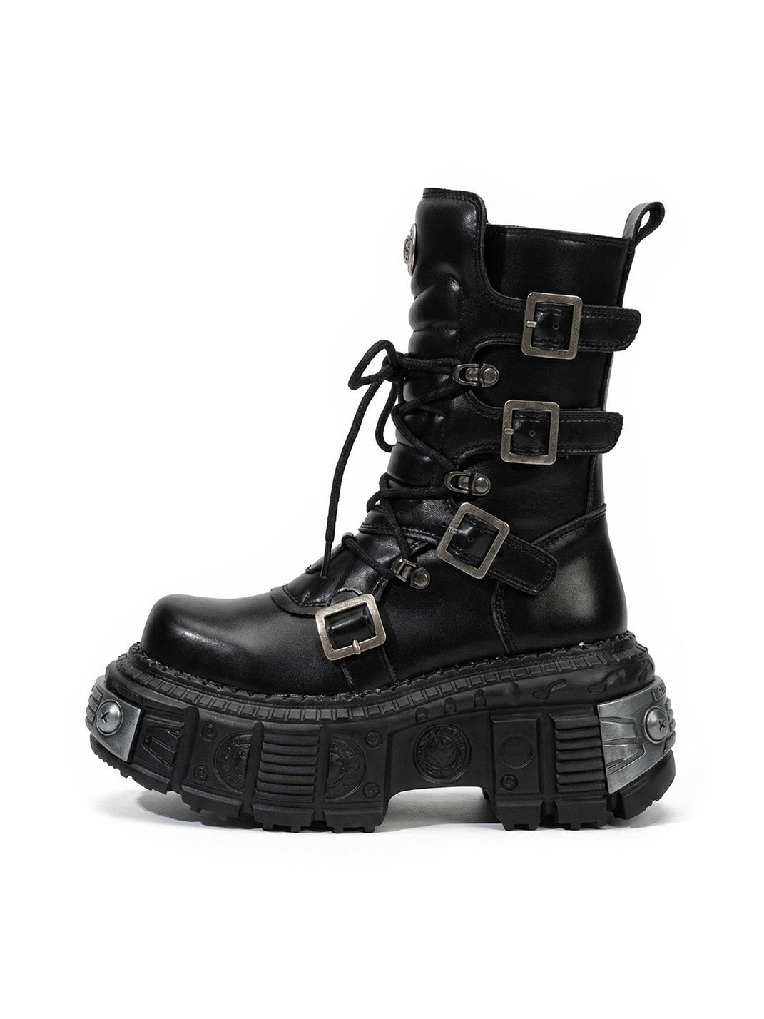 Multi-Buckle Platform Combat Boots - Skipkicks