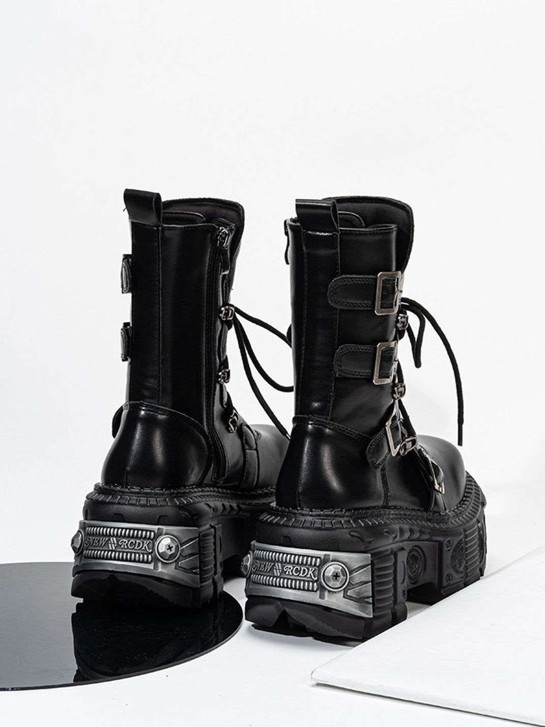 Multi-Buckle Platform Combat Boots - Skipkicks