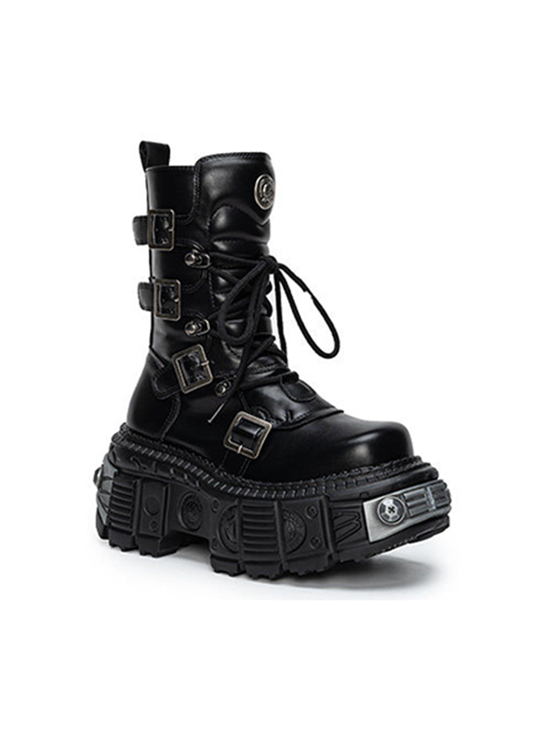 Multi-Buckle Platform Combat Boots - Skipkicks