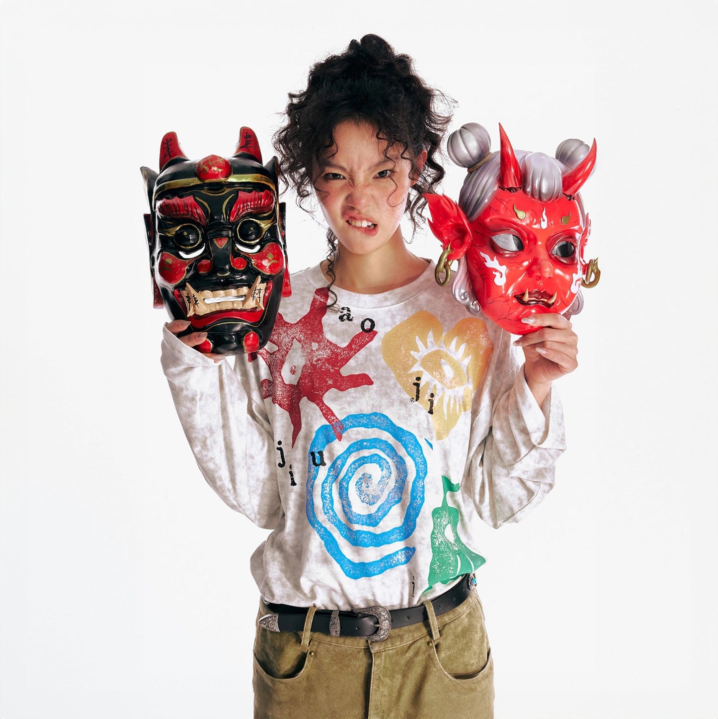 Washed Tribal Graphic Long Sleeve Tee
