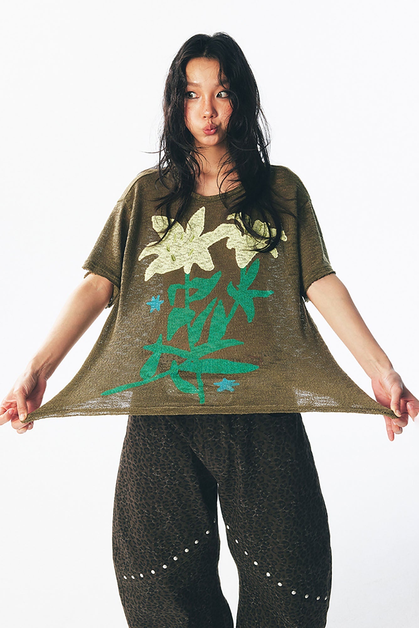 Sheer Lily Distressed Layering Tee