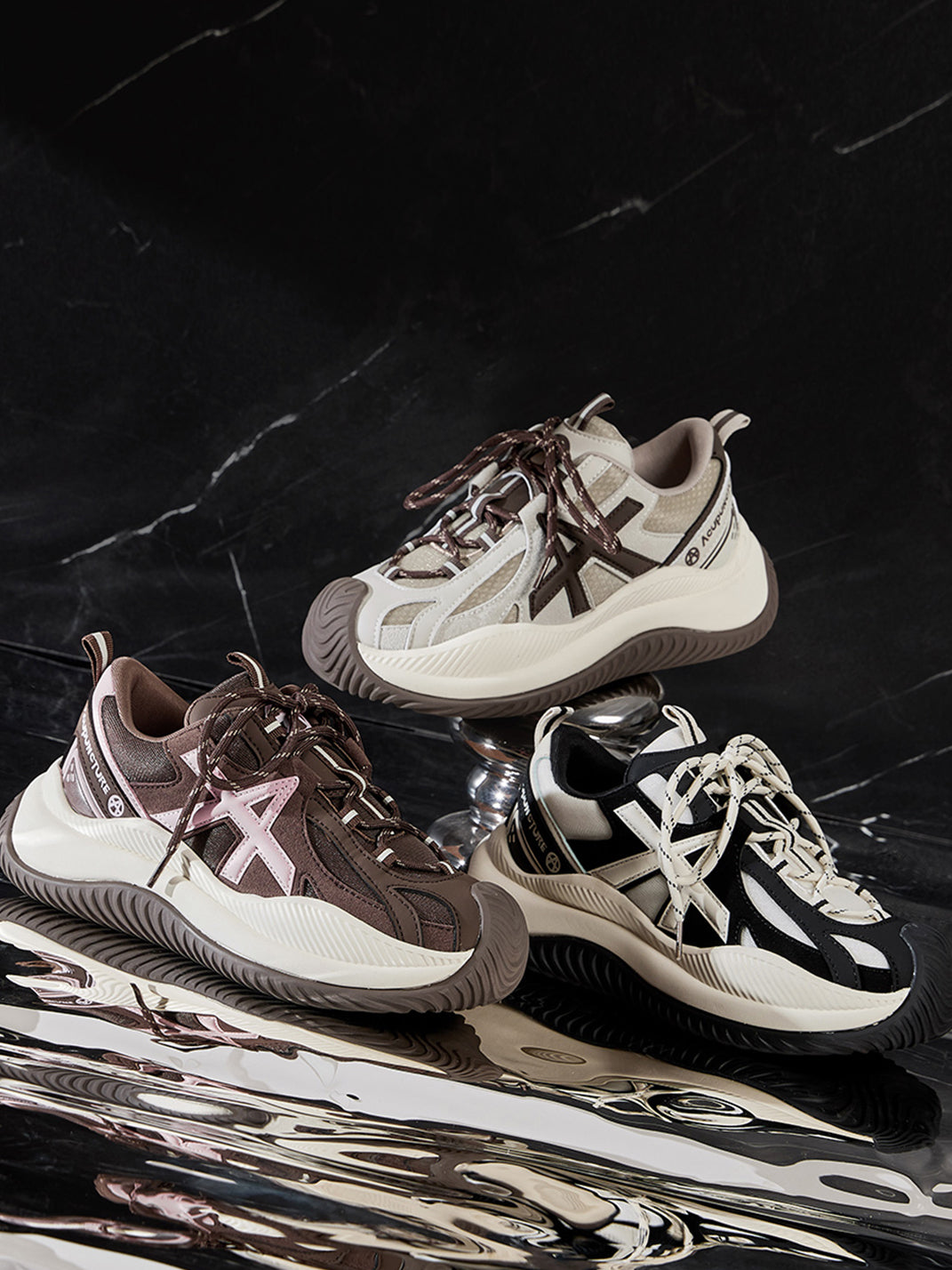 Star-Lace Wave-Sole Chunky Sneakers - Skipkicks