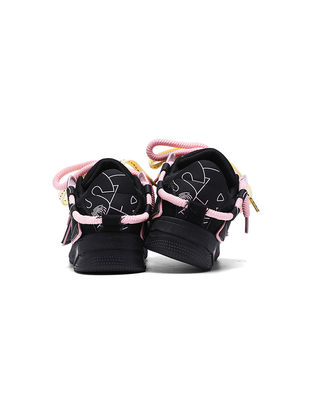 Graphic Pink-Trim Chunky Low-Top Sneakers - Skipkicks