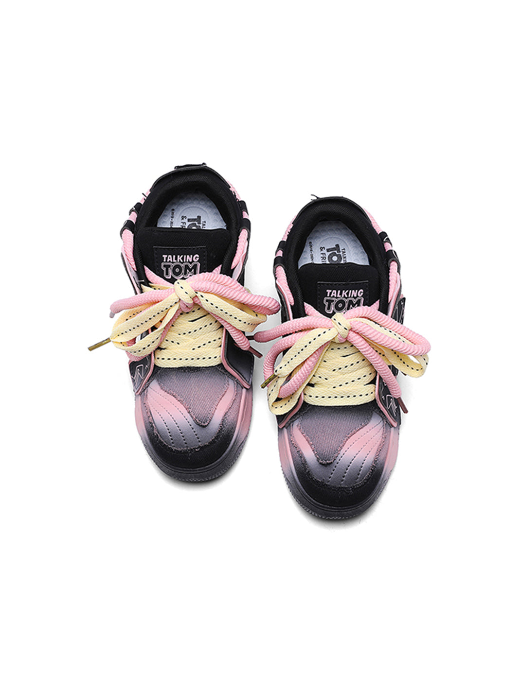 Graphic Pink-Trim Chunky Low-Top Sneakers - Skipkicks