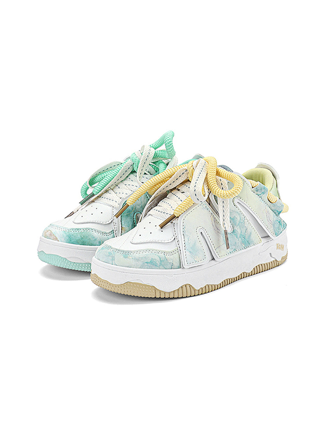 Graphic Pink-Trim Chunky Low-Top Sneakers - Skipkicks