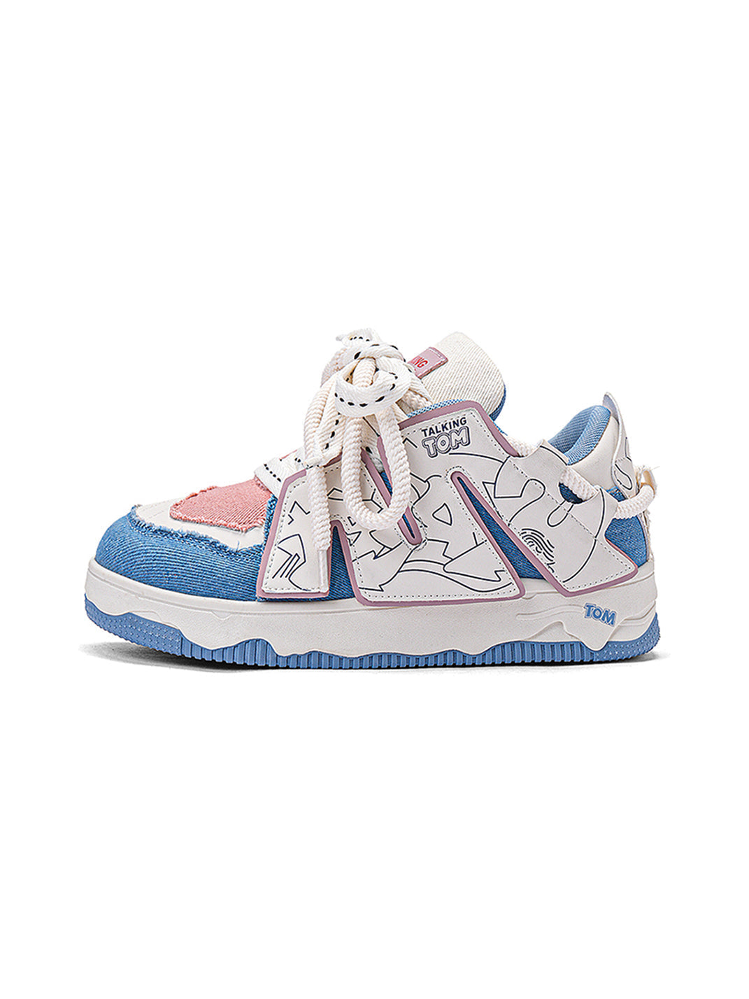 Graphic Pink-Trim Chunky Low-Top Sneakers - Skipkicks