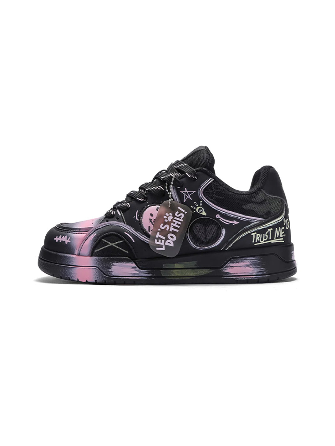 Heart-Graphic Contrast-Panel Low-Top Sneakers - Skipkicks