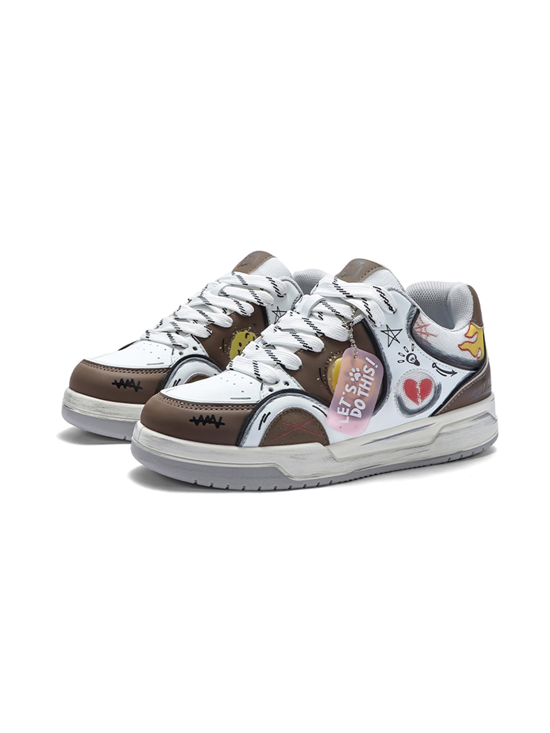 Heart-Graphic Contrast-Panel Low-Top Sneakers - Skipkicks