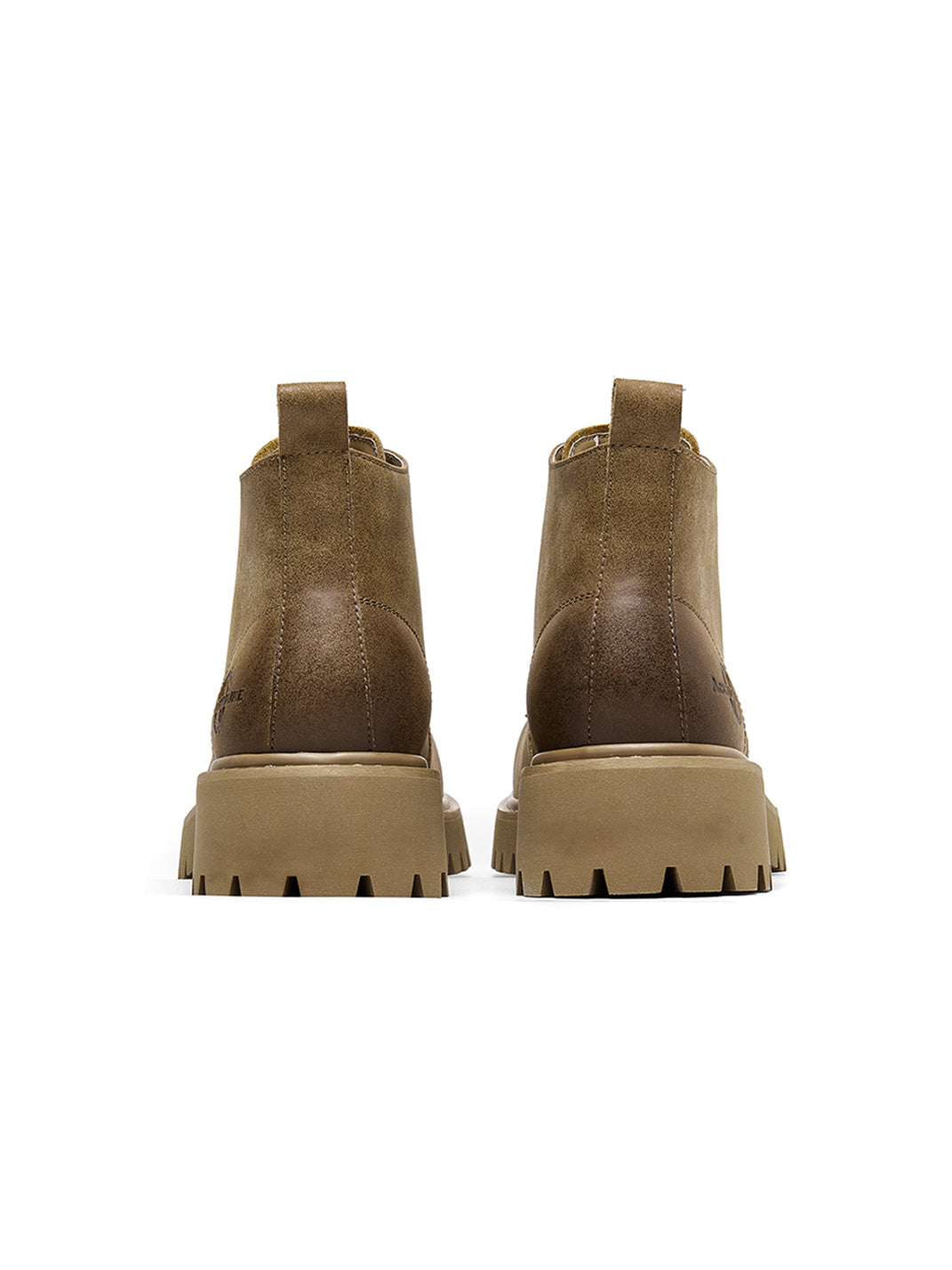 Tan Round-Toe Lug-Sole Work Boots - Skipkicks