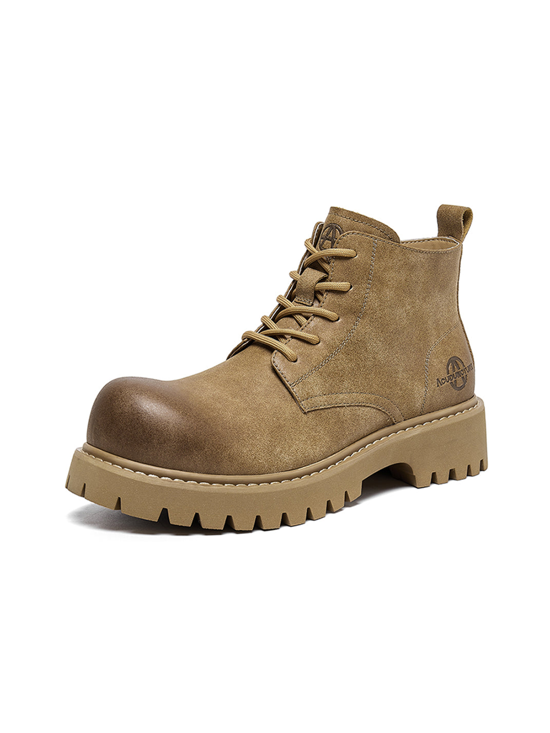 Tan Round-Toe Lug-Sole Work Boots - Skipkicks