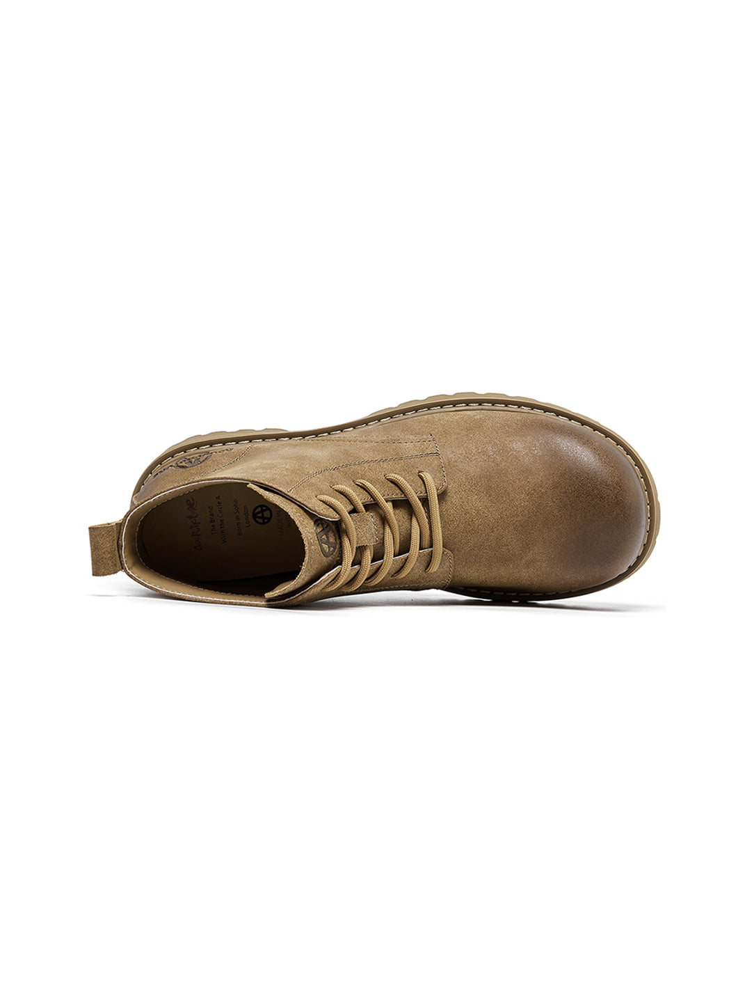 Tan Round-Toe Lug-Sole Work Boots - Skipkicks