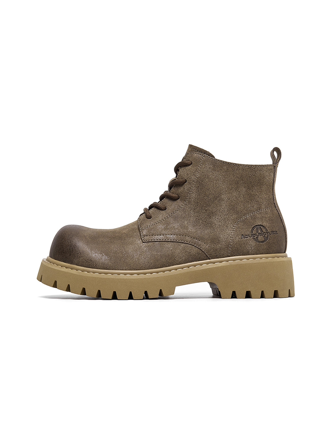 Tan Round-Toe Lug-Sole Work Boots - Skipkicks