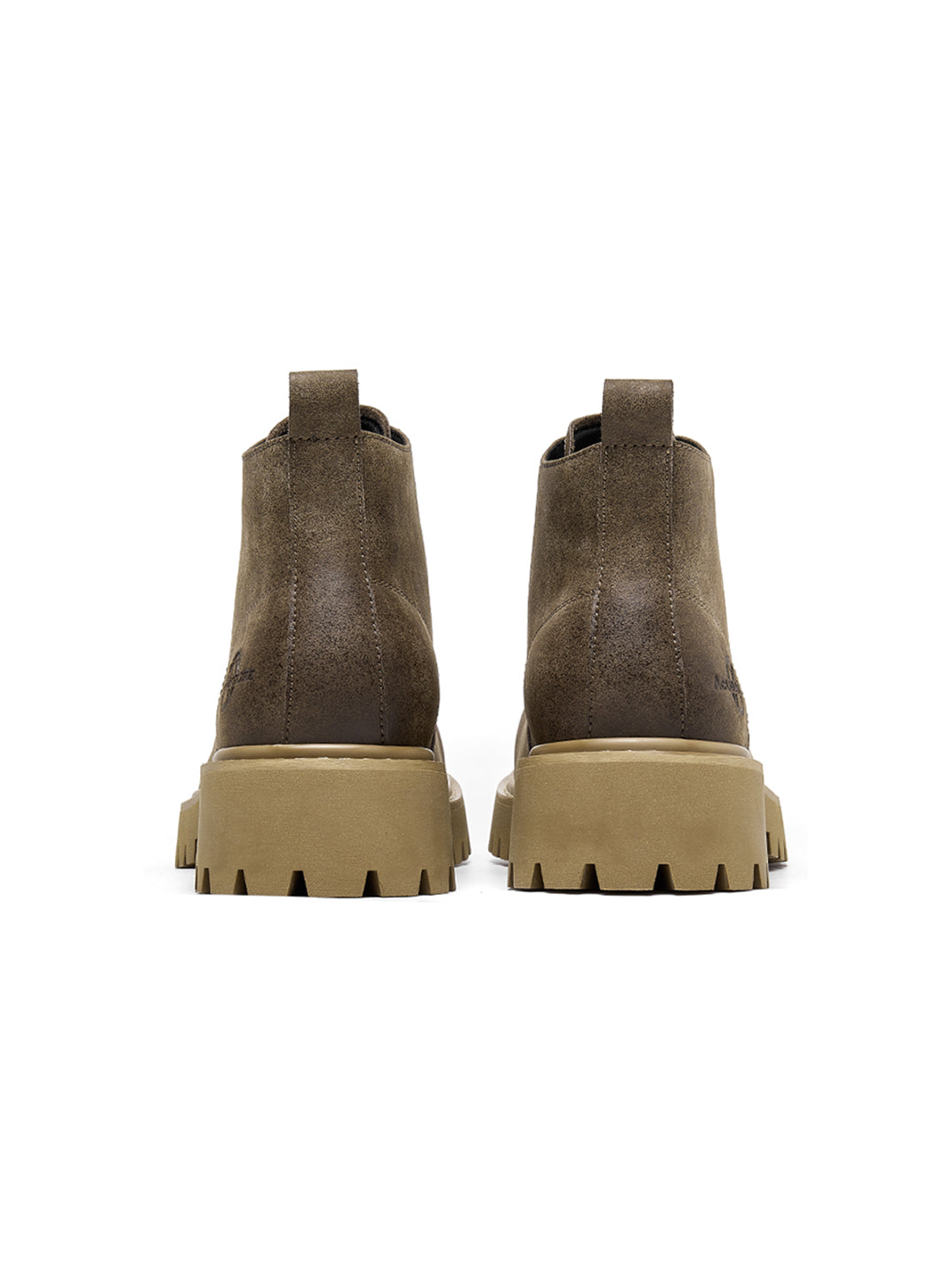 Tan Round-Toe Lug-Sole Work Boots - Skipkicks