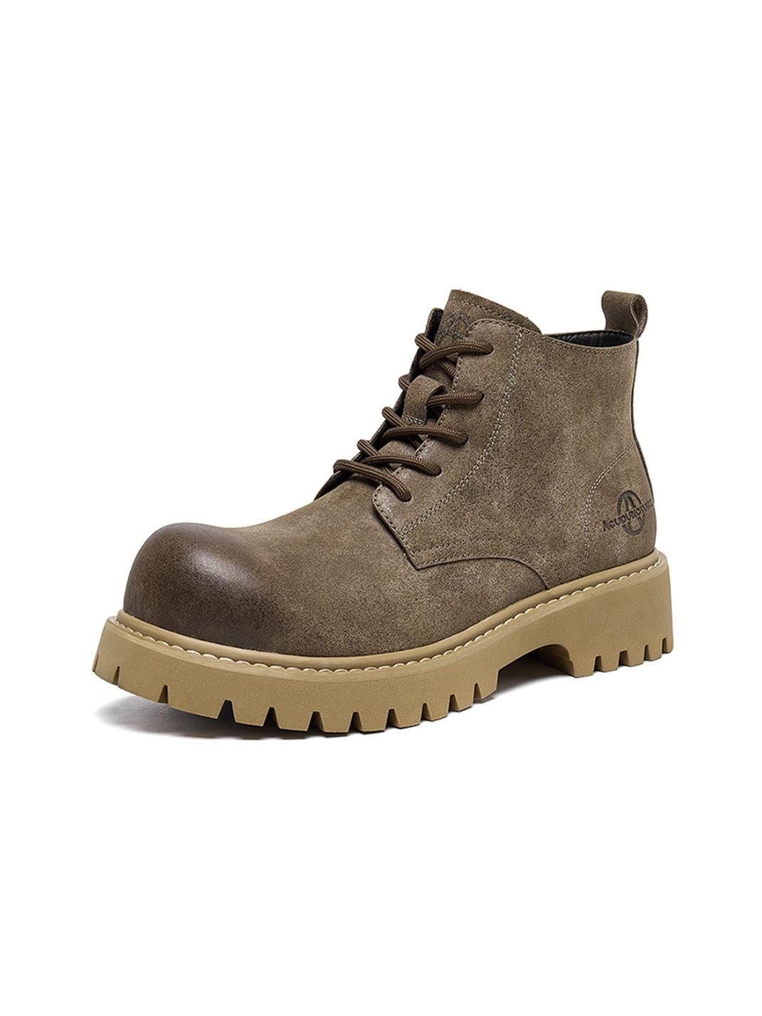 Tan Round-Toe Lug-Sole Work Boots - Skipkicks