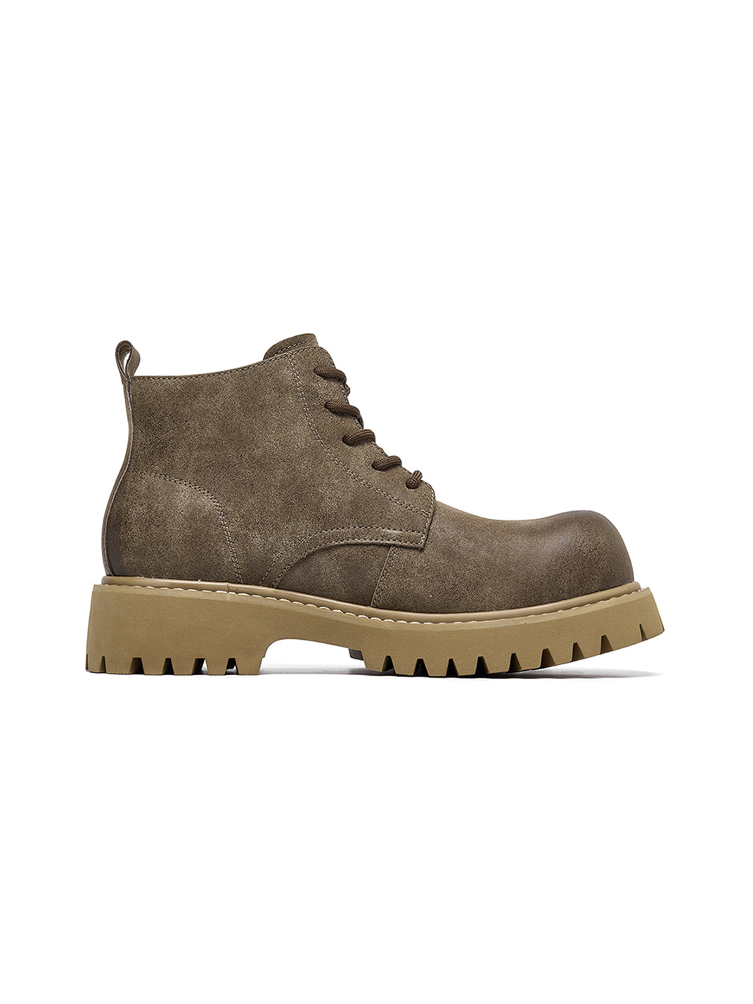 Tan Round-Toe Lug-Sole Work Boots - Skipkicks