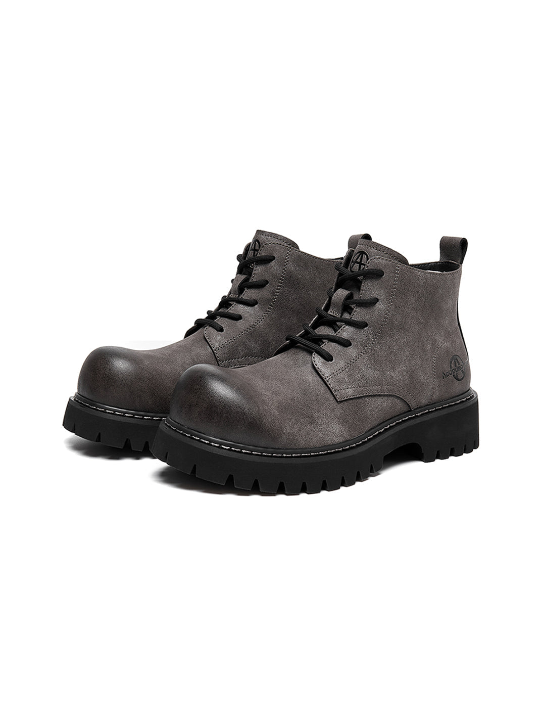 Tan Round-Toe Lug-Sole Work Boots - Skipkicks