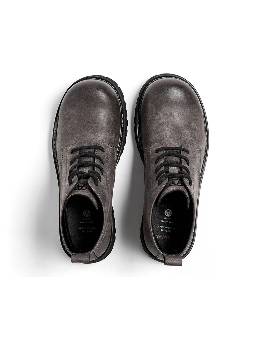 Tan Round-Toe Lug-Sole Work Boots - Skipkicks