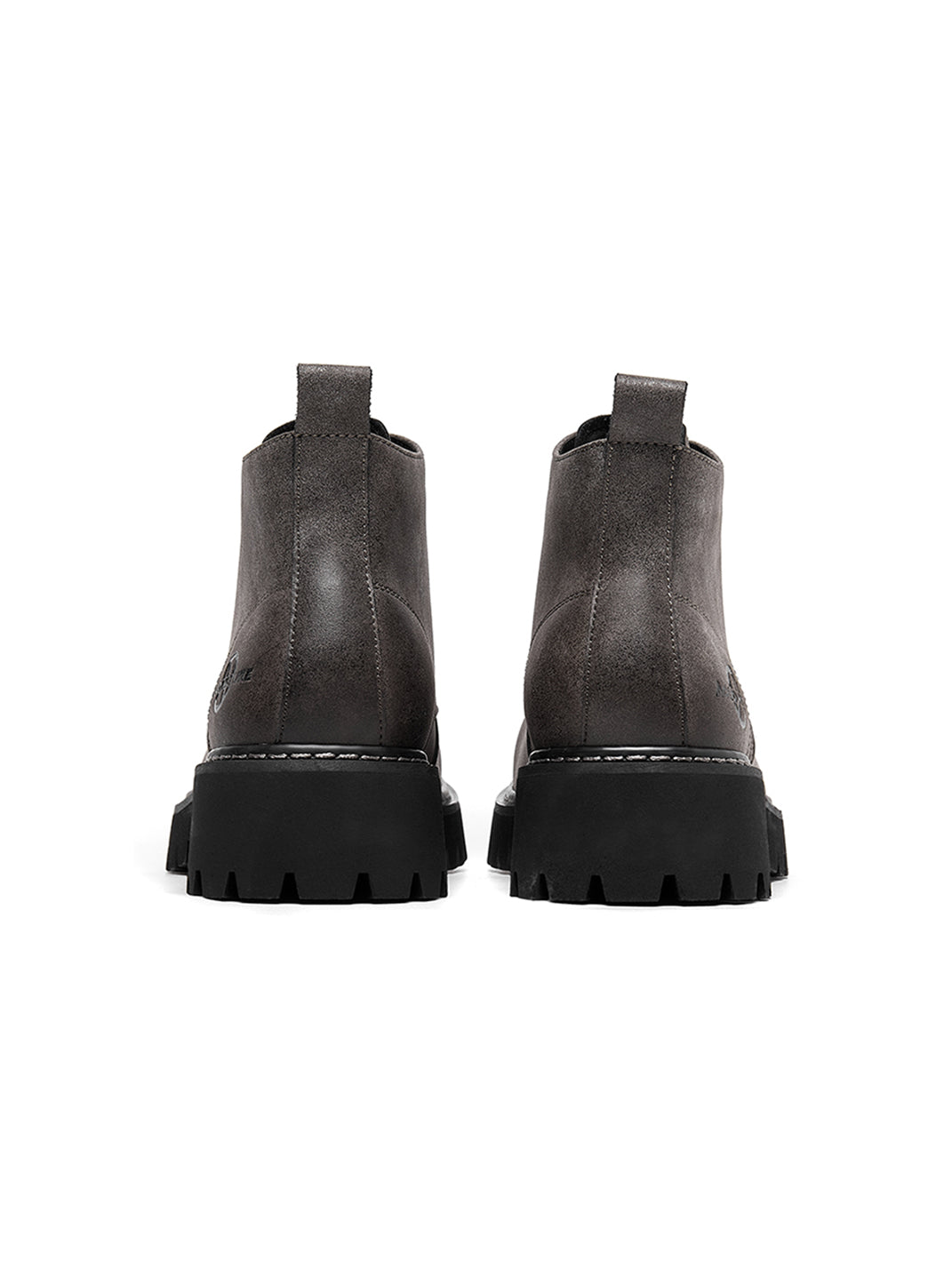 Tan Round-Toe Lug-Sole Work Boots - Skipkicks