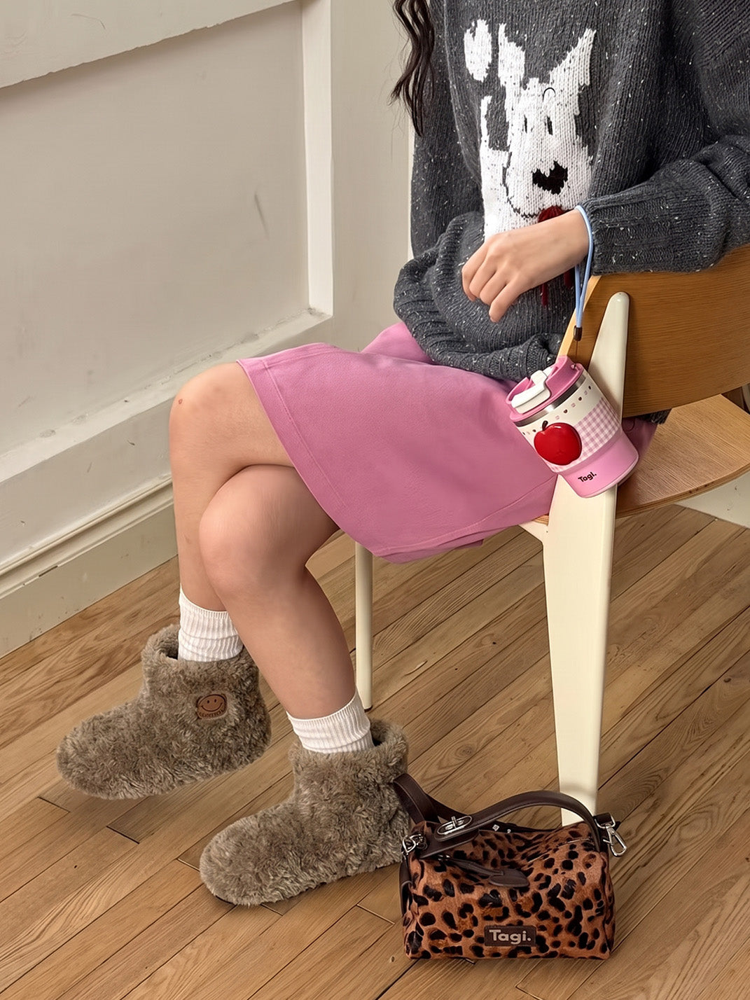 Teddy Bear Plush Platform Ankle Boots