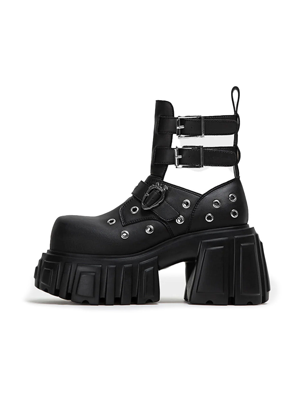 Triple-Strap Cutout Platform Ankle Boots - Skipkicks