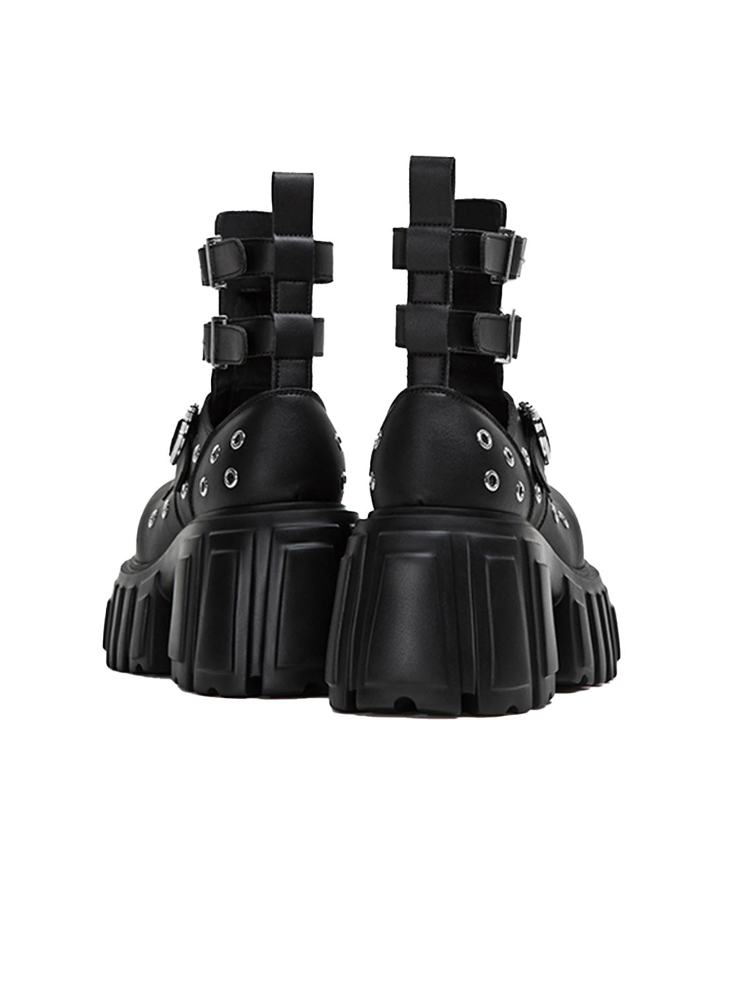Triple-Strap Cutout Platform Ankle Boots - Skipkicks