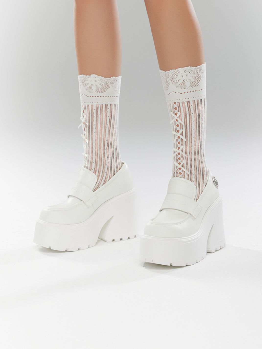 Black Lug-Platform Block-Heel Loafers - Skipkicks