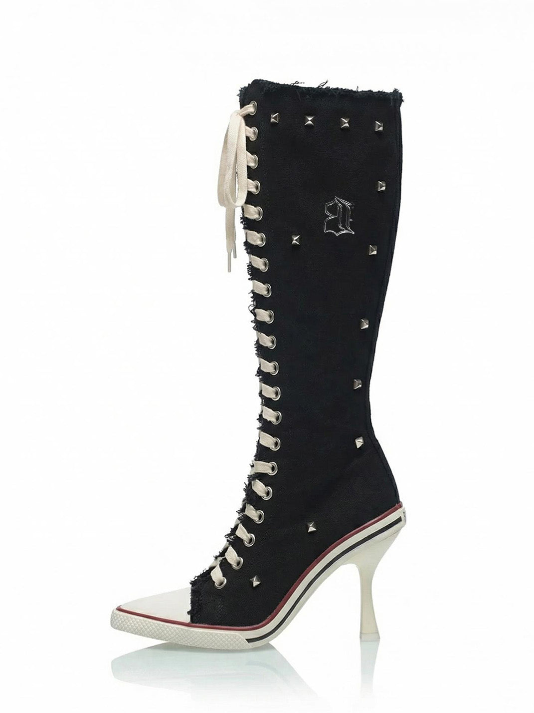 Corset-Lace Knee-High Heeled Boots - Skipkicks