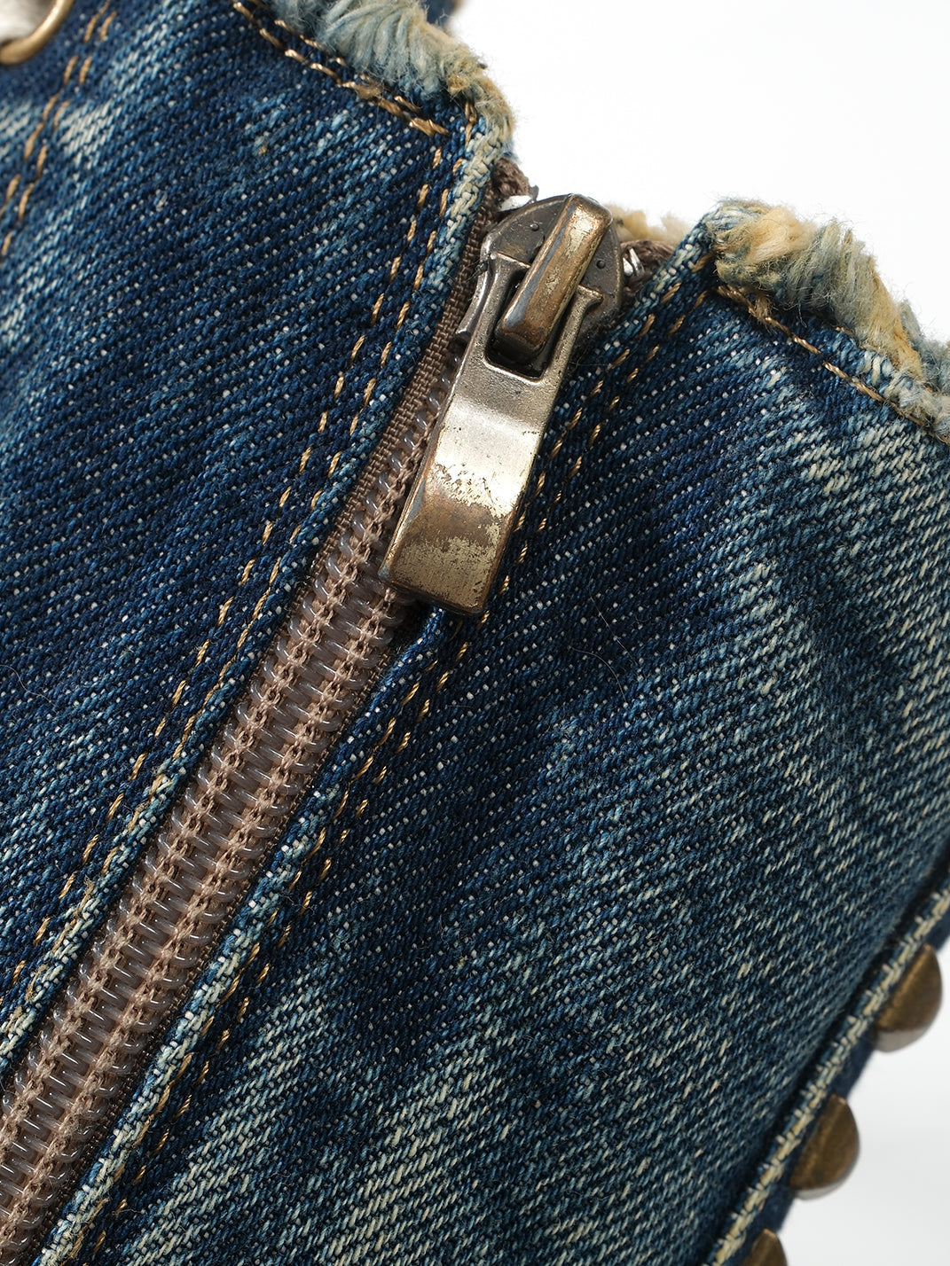 Distressed Studded Denim Platform Boots - Skipkicks