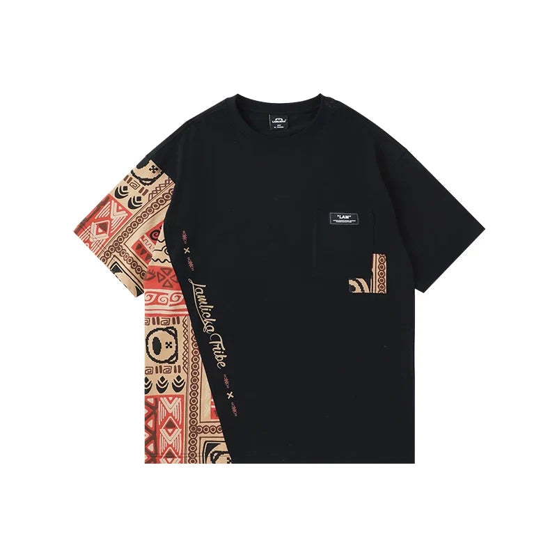 Ethnic Panel Oversized Cotton T-Shirt