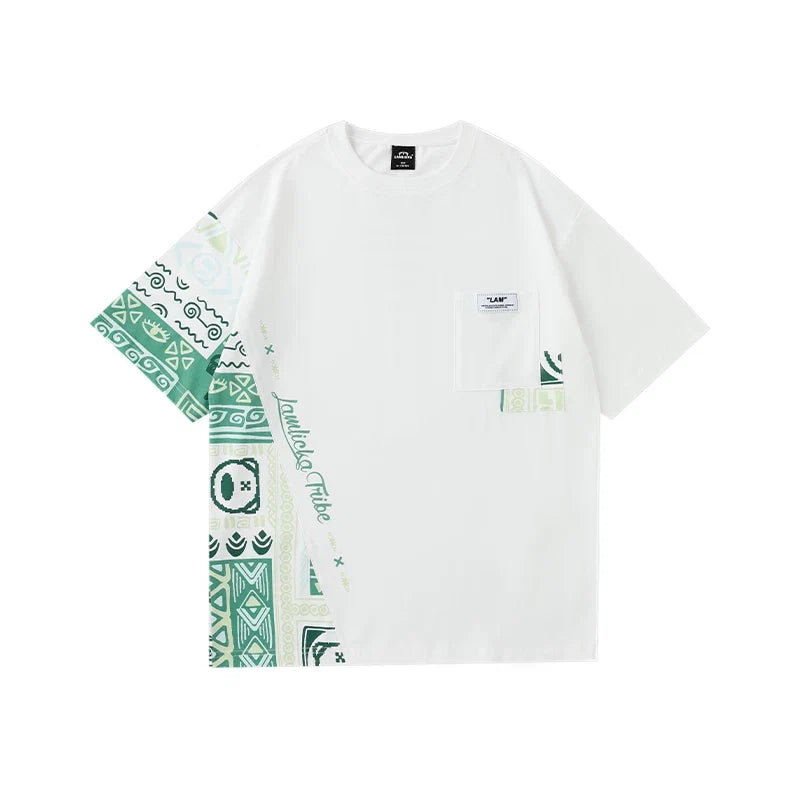 Ethnic Panel Oversized Cotton T-Shirt