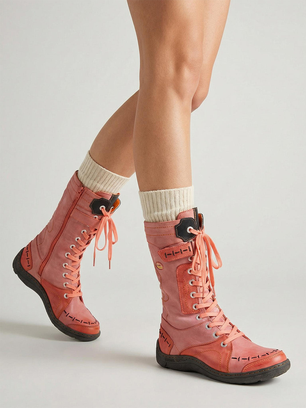Washed PU Fleece-Lined Y2K Tall Boots - Skipkicks