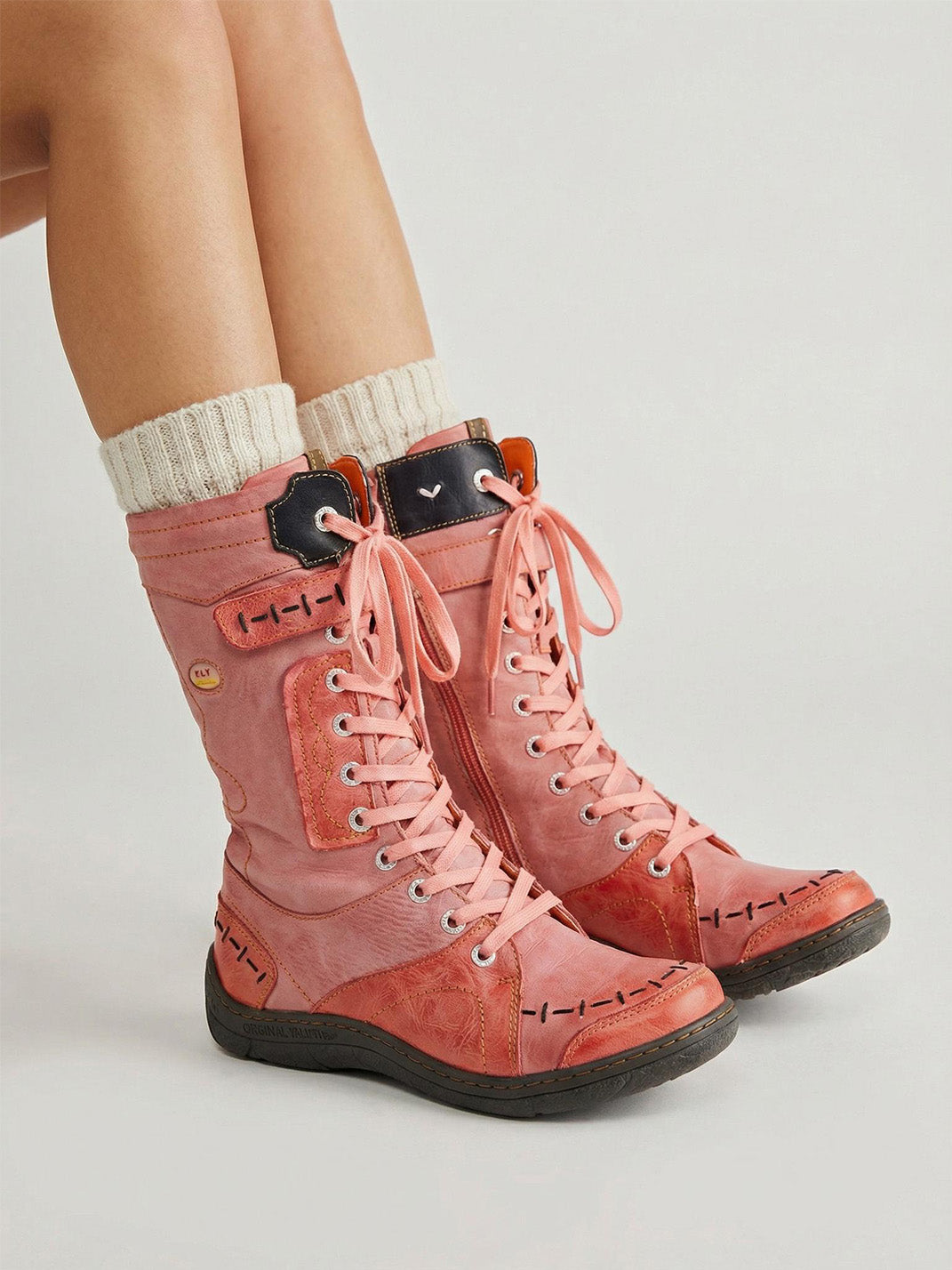 Washed PU Fleece-Lined Y2K Tall Boots - Skipkicks