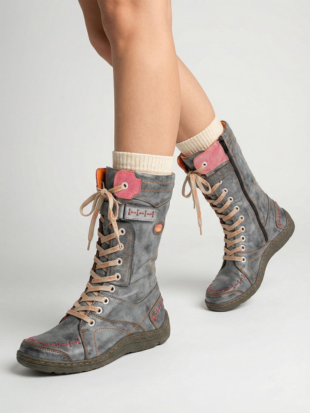 Washed PU Fleece-Lined Y2K Tall Boots - Skipkicks