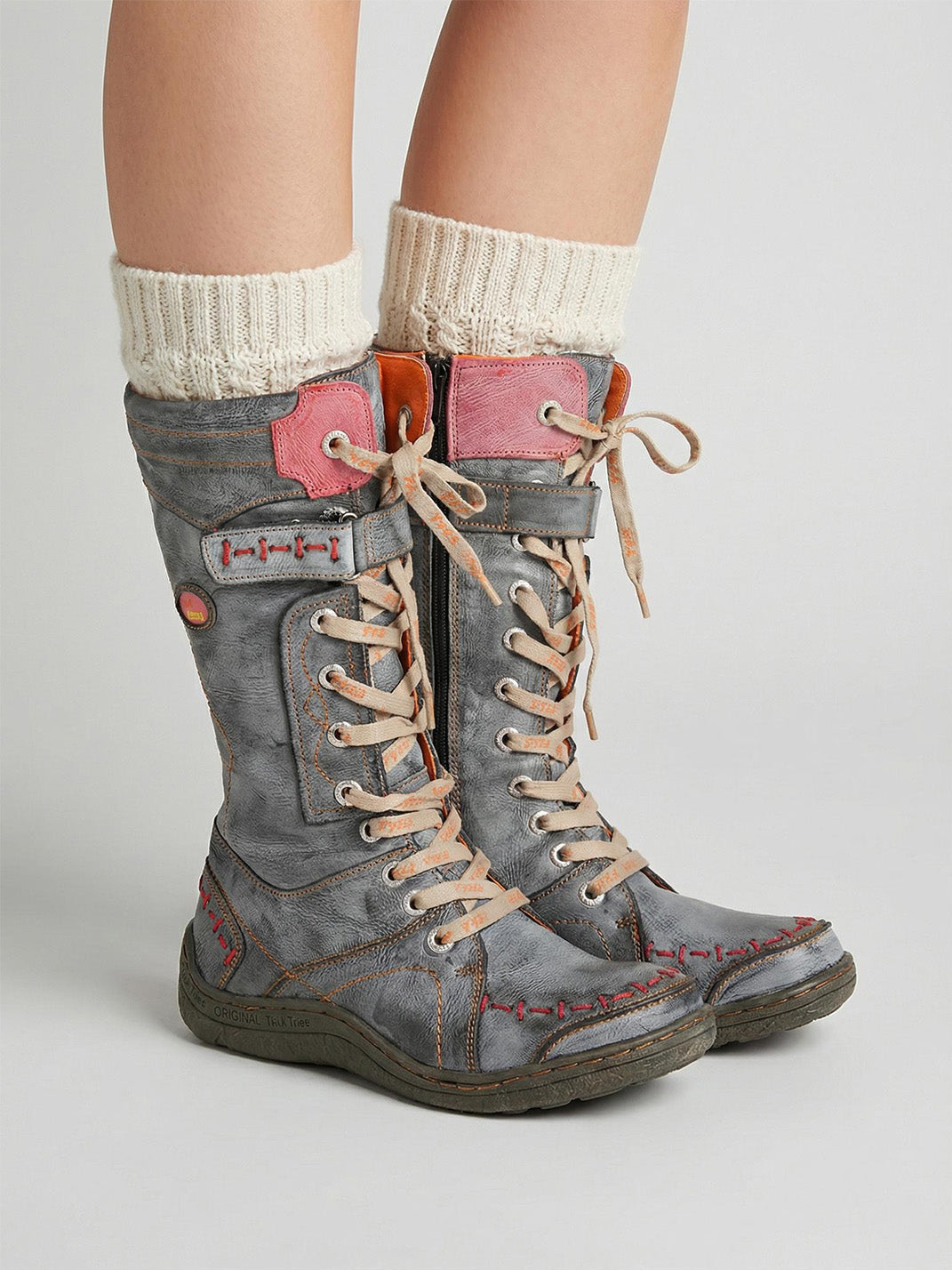 Washed PU Fleece-Lined Y2K Tall Boots - Skipkicks