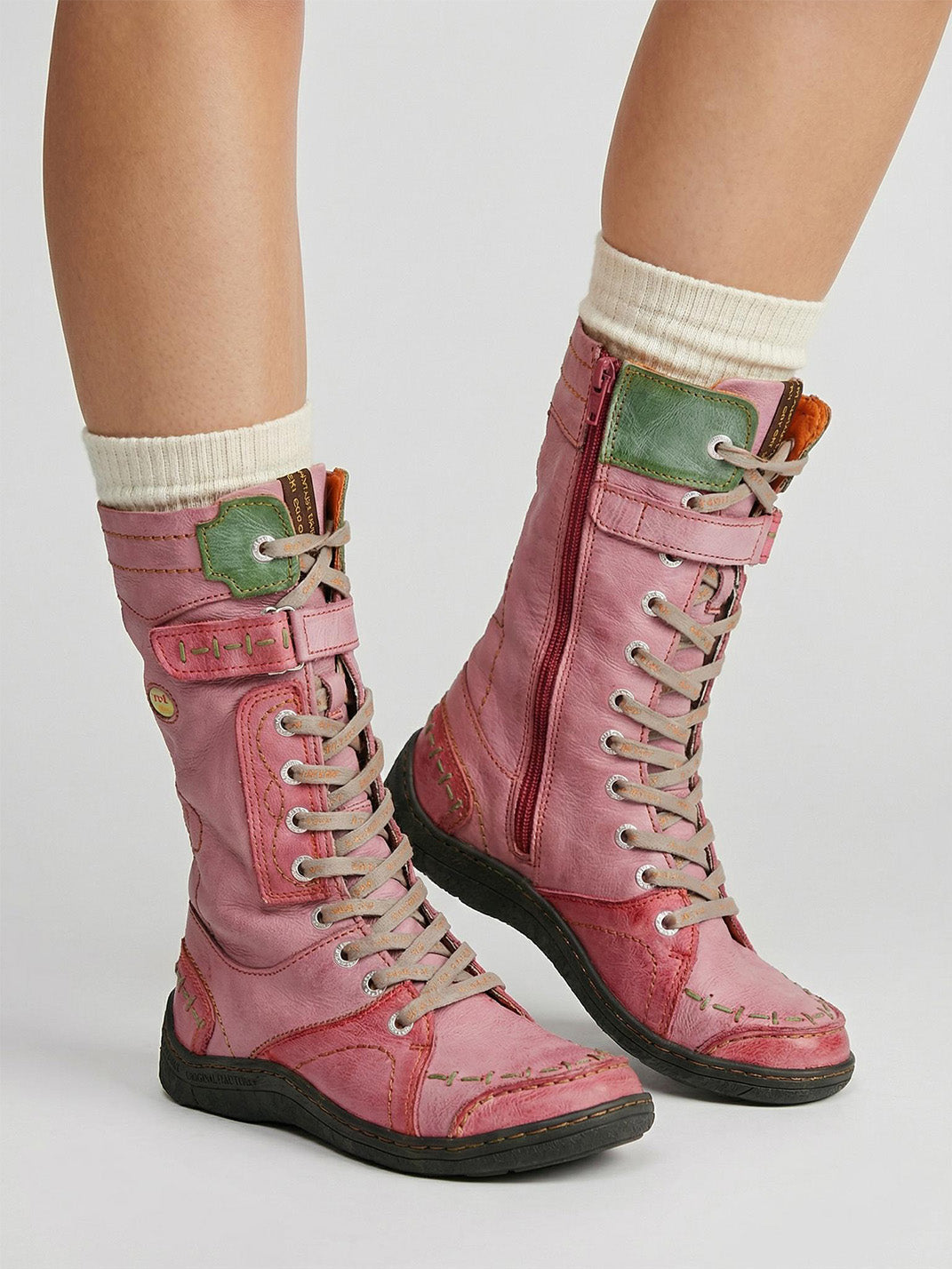 Washed PU Fleece-Lined Y2K Tall Boots - Skipkicks